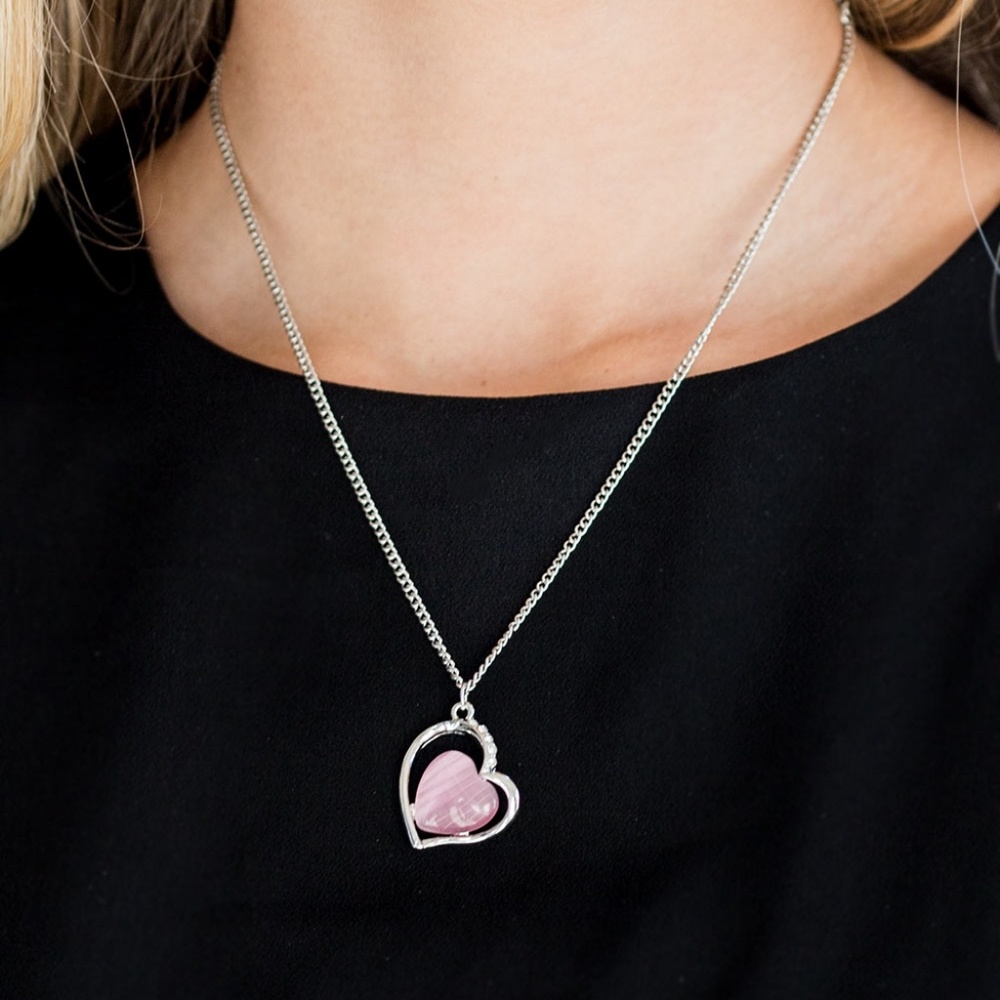"Love Of My Life" - Pink Moonstone Heart Necklace